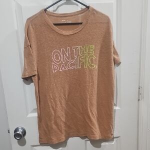 Aerie Tan Crew Neck Burn Out  Tee Size‎ Small